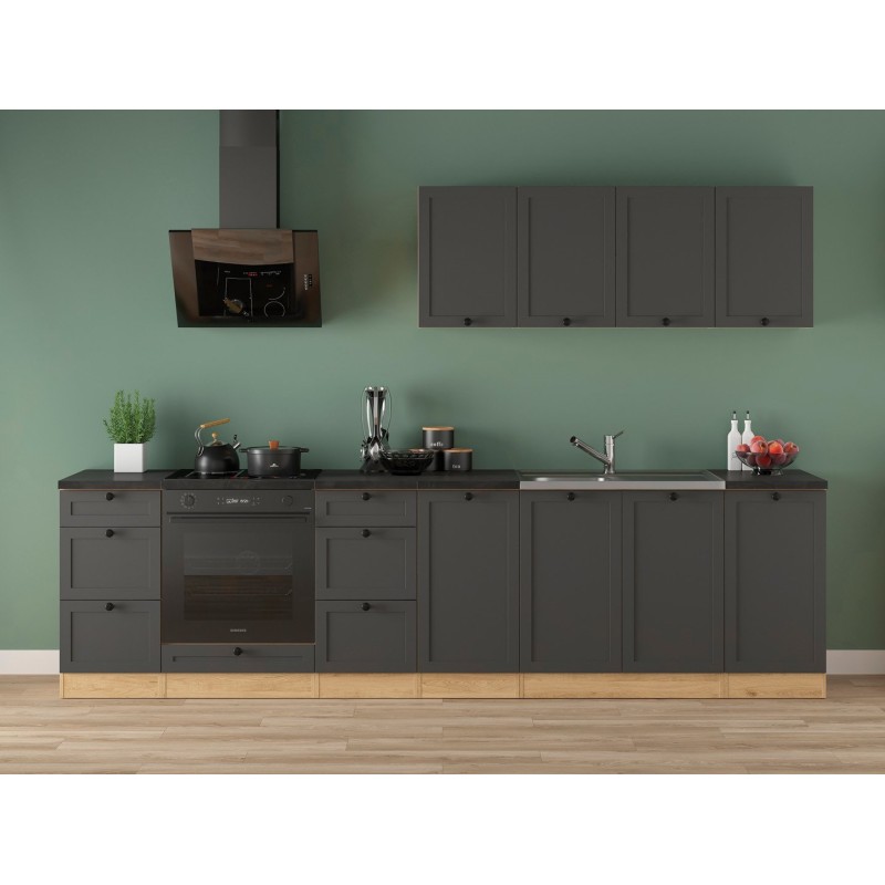 Komplet kuchenny Junona Line 300 cm grafitowy z blatem