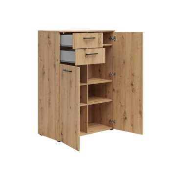 Komoda MultiDo 80 cm z 2 drzwiami i 2 szufladami dąb artisan