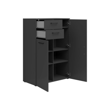 Komoda MultiDo 80 cm z 2 drzwiami i 2 szufladami grafitowa