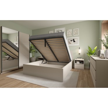 Łóżko Tetrix 120x200 ze stelażem i pojemnikiem kaszmir