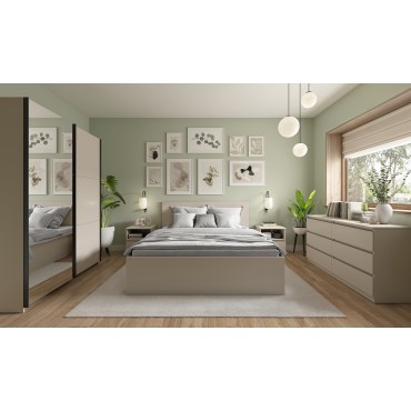 Szafa przesuwna Tetrix 153 cm z lustrem kaszmir