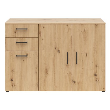 Komoda MultiDo 120 cm z 3 drzwiami i 2 szufladami dąb artisan