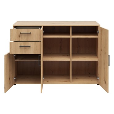 Komoda MultiDo 120 cm z 3 drzwiami i 2 szufladami dąb artisan