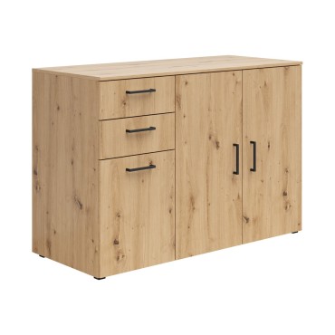 Komoda MultiDo 120 cm z 3 drzwiami i 2 szufladami dąb artisan
