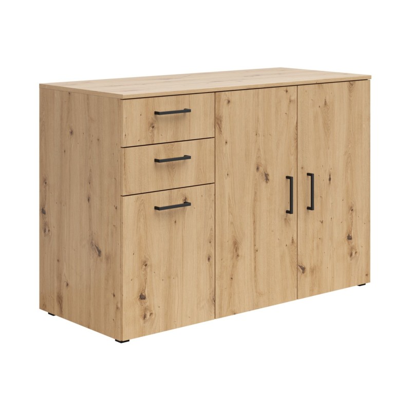Komoda MultiDo 120 cm z 3 drzwiami i 2 szufladami dąb artisan