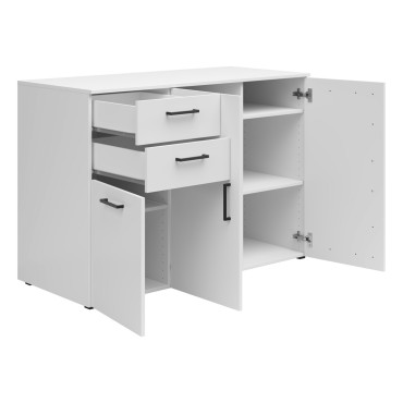 Komoda MultiDo 120 cm z 3 drzwiami i 2 szufladami biała