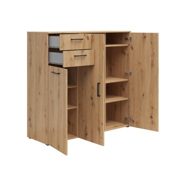 Komoda MultiDo 120 cm z 3 drzwiami i 2 szufladami dąb artisan
