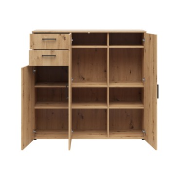 Komoda MultiDo 120 cm z 3 drzwiami i 2 szufladami dąb artisan