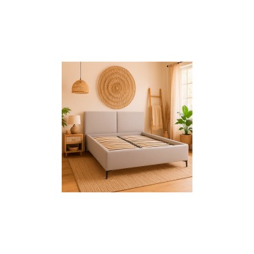 Łóżko tapicerowane Lipano 140x200 ze stelażem i pojemnikiem szare