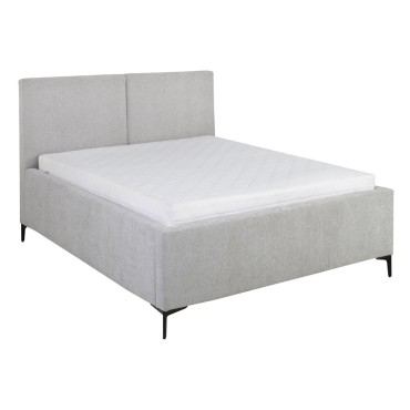 Łóżko tapicerowane Lipano 140x200 ze stelażem i pojemnikiem szare