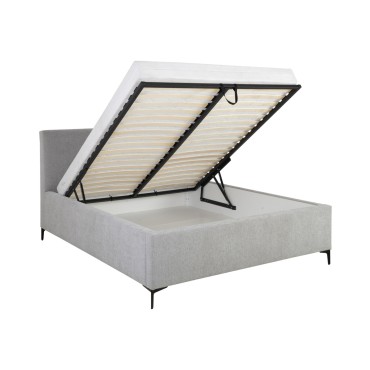 Łóżko tapicerowane Lipano 160x200 ze stelażem i pojemnikiem szare