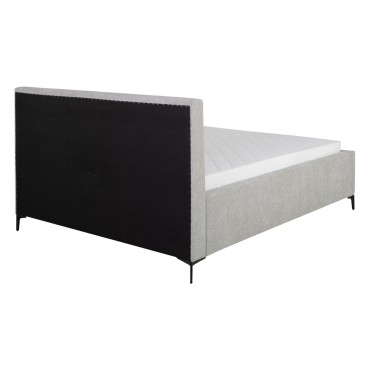 Łóżko tapicerowane Lipano 160x200 ze stelażem i pojemnikiem szare