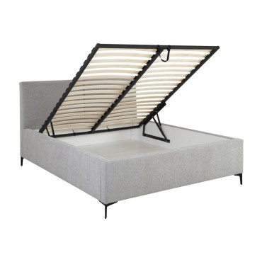 Łóżko tapicerowane Lipano 180x200 ze stelażem i pojemnikiem szare