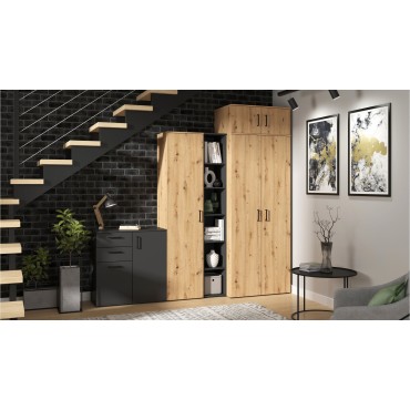 Regał MultiDo 80 cm z 2 drzwiami i półkami dąb artisan