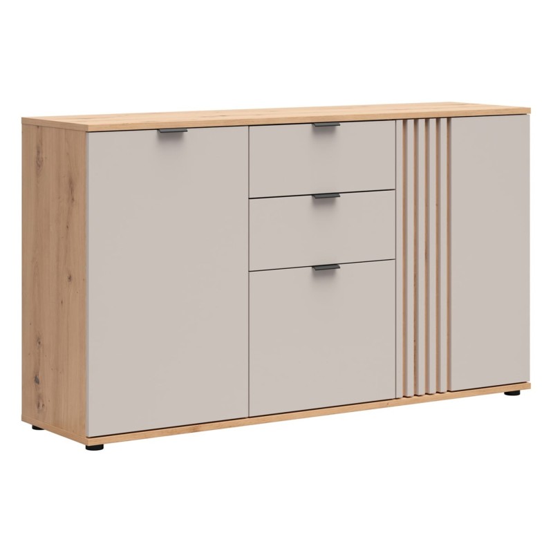 Komoda Brevas 150 cm z 3 drzwiami i 2 szufladami dąb artisan/kaszmir