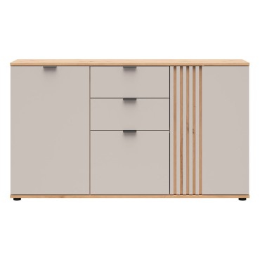 Komoda Brevas 150 cm z 3 drzwiami i 2 szufladami dąb artisan/kaszmir