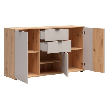 Komoda Brevas 150 cm z 3 drzwiami i 2 szufladami dąb artisan/kaszmir