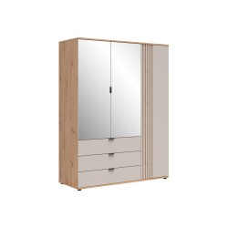 Szafa trzydrzwiowa Brevas 150 cm z 3 drzwiami i 3 szufladami dąb artisan/kaszmir