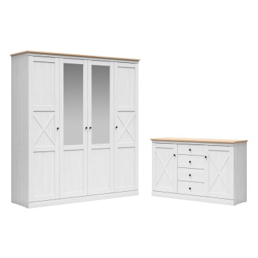 Zestaw Frija szafa i komoda sosna andersen biała