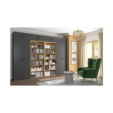 Regał MultiDo 80 cm z 2 drzwiami i półkami grafitowy