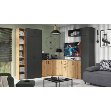 Komoda MultiDo 80 cm z 2 drzwiami i 2 szufladami dąb artisan