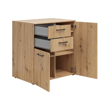 Komoda MultiDo 80 cm z 2 drzwiami i 2 szufladami dąb artisan