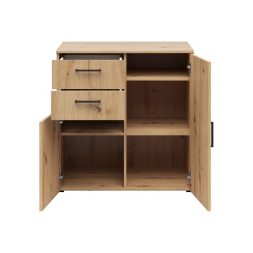 Komoda MultiDo 80 cm z 2 drzwiami i 2 szufladami dąb artisan