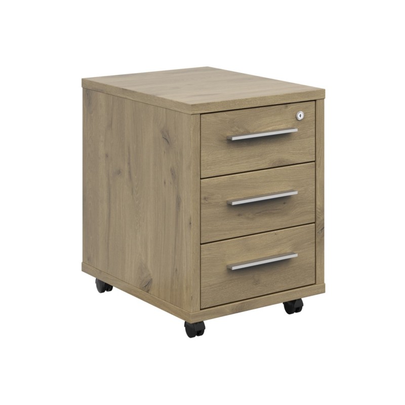 Kontenerek biurowy Connect 44 cm z 3 szufladami dąb viking