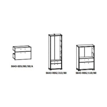 Szuflada Connect 73 cm dwie sztuki biały połysk