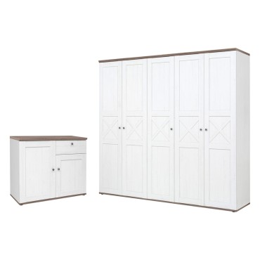 Zestaw Stockholm szafa i komoda sosna andersen biała