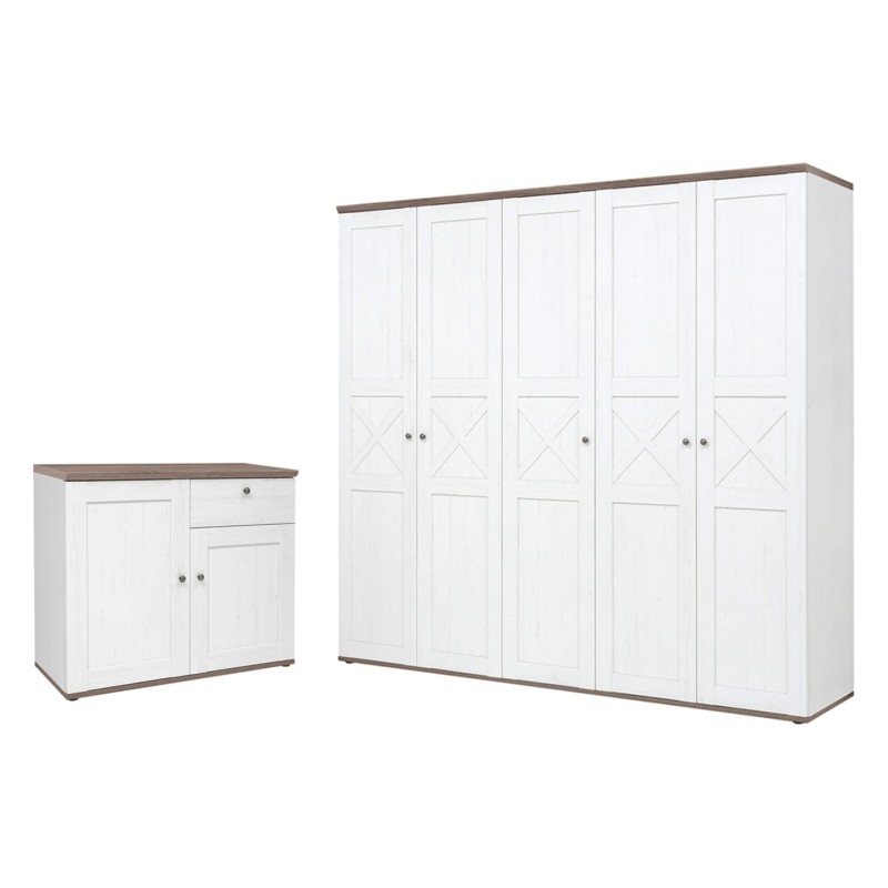 Zestaw Stockholm szafa i komoda sosna andersen biała