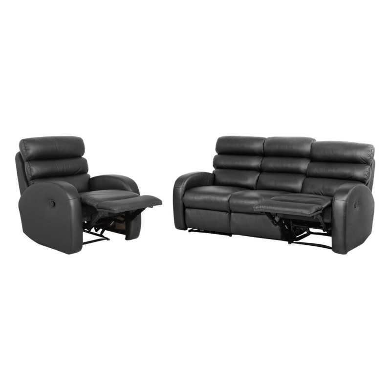 Zestaw wypoczynkowy Luton z funkcją relaks 3+1 czarny