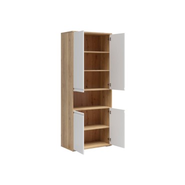 Regał Reserve 80 cm z 4 drzwiami dąb mauvella/biały