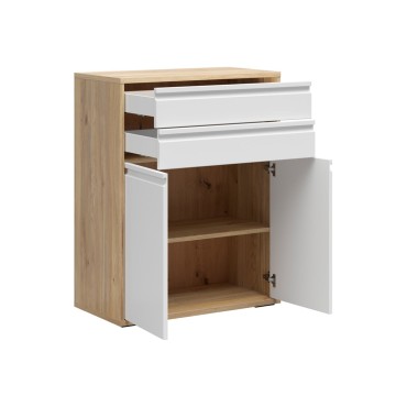 Komoda Reserve 80 cm z 2 drzwiami i 2 szufladami dąb mauvella/biały