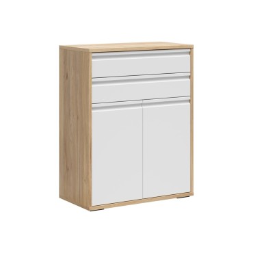 Komoda Reserve 80 cm z 2 drzwiami i 2 szufladami dąb mauvella/biały