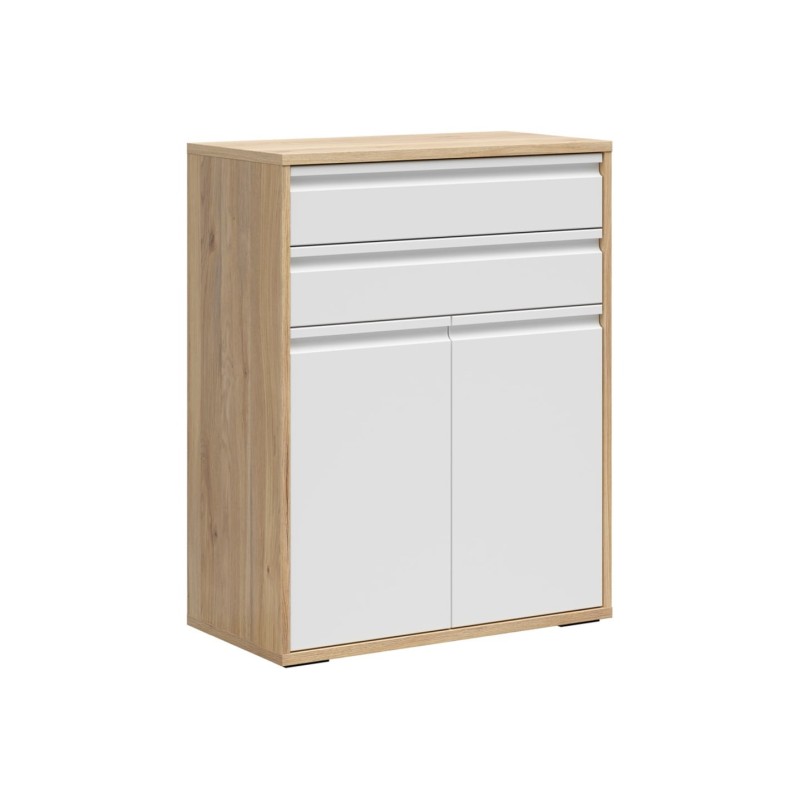 Komoda Reserve 80 cm z 2 drzwiami i 2 szufladami dąb mauvella/biały