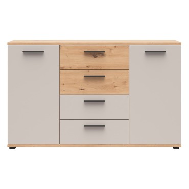 Komoda Sindara 150 cm z 2 drzwiami i 4 szufladami dąb artisan/kaszmir