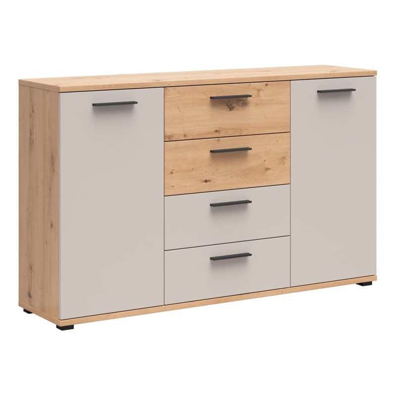 Komoda Sindara 150 cm z 2 drzwiami i 4 szufladami dąb artisan/kaszmir