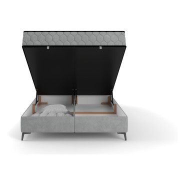 Łóżko kontynentalne Honey 160x200 z pojemnikiem szare