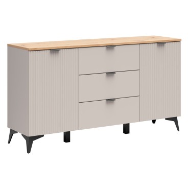 Komoda Velton 150 cm z 2 drzwiami i 3 szufladami kaszmir/dąb artisan