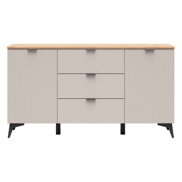 Komoda Velton 150 cm z 2 drzwiami i 3 szufladami kaszmir/dąb artisan