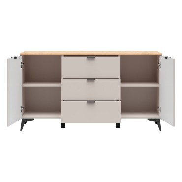 Komoda Velton 150 cm z 2 drzwiami i 3 szufladami kaszmir/dąb artisan