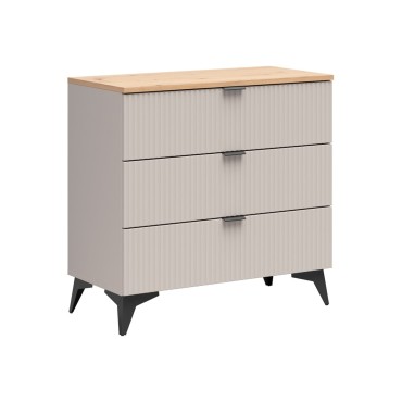 Komoda Velton 85 cm z 3 szufladami kaszmir/dąb artisan