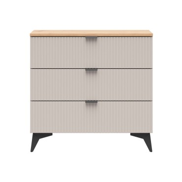 Komoda Velton 85 cm z 3 szufladami kaszmir/dąb artisan