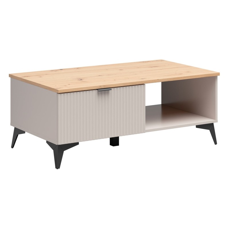 Ława Velton 110 cm z szufladą kaszmir/dąb artisan