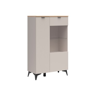 Witryna Velton 85 cm z 2 drzwiami niska kaszmir/dąb artisan