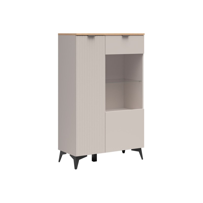 Witryna Velton 85 cm z 2 drzwiami niska kaszmir/dąb artisan