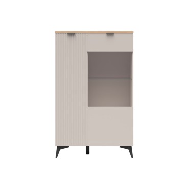 Witryna Velton 85 cm z 2 drzwiami niska kaszmir/dąb artisan