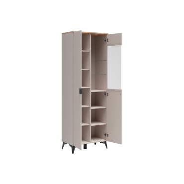 Witryna Velton 70 cm z 2 drzwiami wysoka kaszmir/dąb artisan
