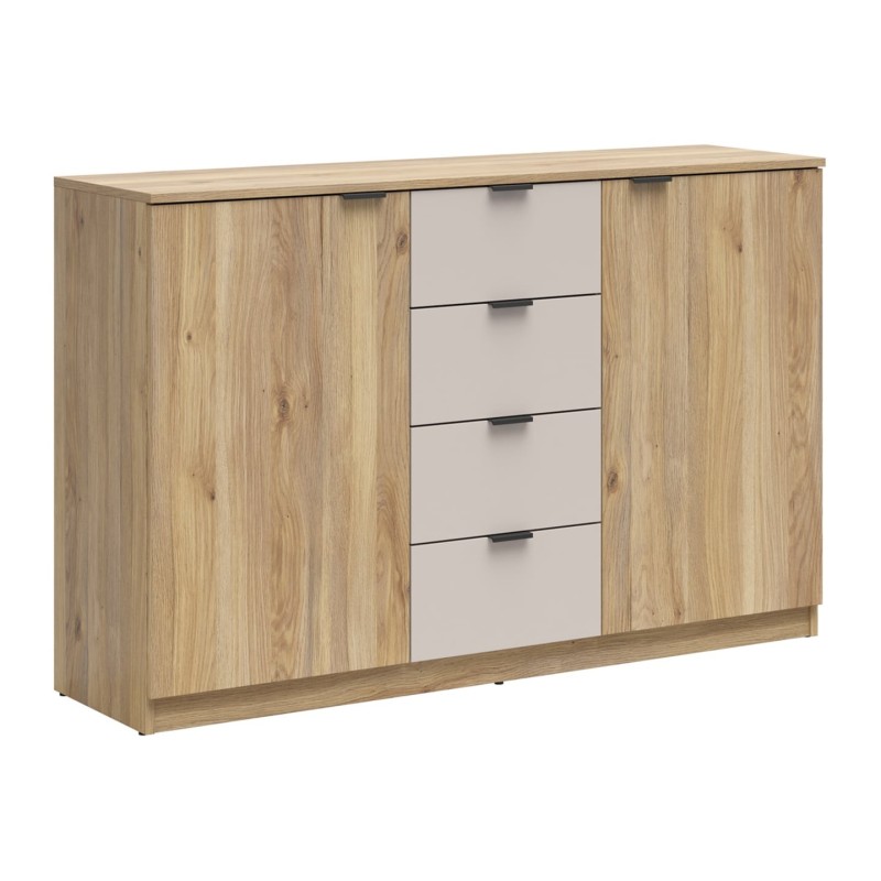 Komoda Tabina 140 cm z 2 drzwiami i 4 szufladami dąb mauvella/kaszmir